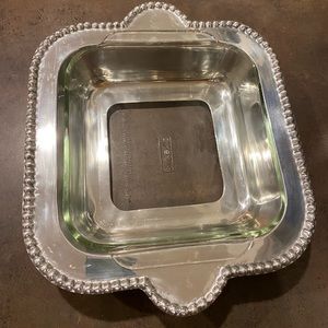 Classy & cute pewter beaded 8x8 tray